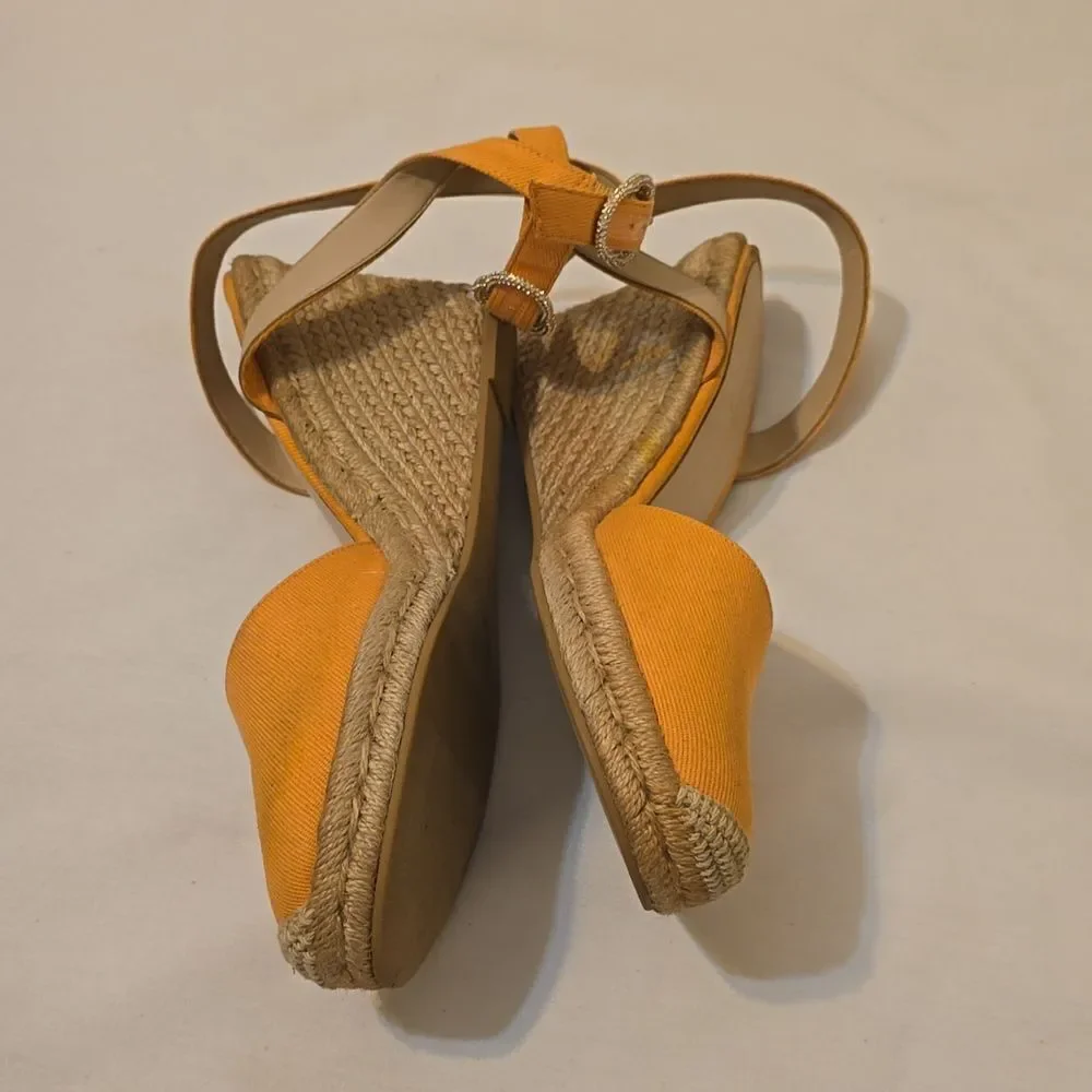 Stuart Weitzman Women’s Orange Espadrille Platform Wedge Sandal Size 8.5‎